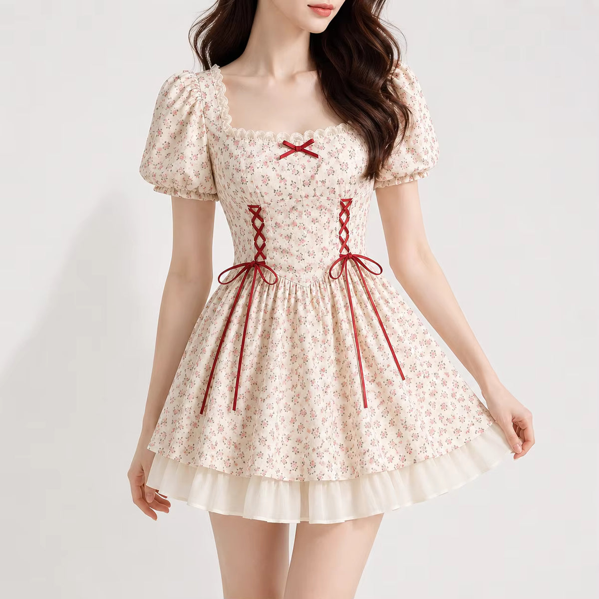 Dressilo Bow-Knot Short-Sleeve Dress – Sweetheart Rhinestone Charm